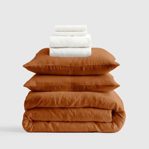 QUINCE *King* Terracotta European Linen Pillowcase - Picture 3 of 3